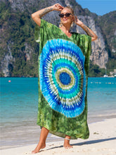 Load image into Gallery viewer, Hot Cotton Watermark Printed Beach Cover Up Robe Style Beach Vacation Sun Protection Bikini Cover Up