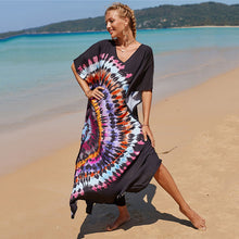 Load image into Gallery viewer, Hot Cotton Watermark Printed Beach Cover Up Robe Style Beach Vacation Sun Protection Bikini Cover Up