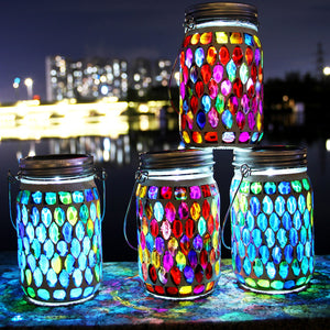 Bohemian Mosaic Solar Glass Lamp Mason Lamp Outdoor Lawn Atmosphere Lamp