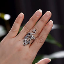 Load image into Gallery viewer, Sterling Silver Retro Thai Silver Ethnic Style Classical Ring Women&#39;s Light Luxury Open Index Finger Fashion Personality Exaggerated Peacock Phoenix