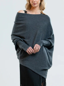 Fall/Winter New Solid Color Round Neck Long Sleeve Comfortable Temperament Knit Pleated Pullover Sweater