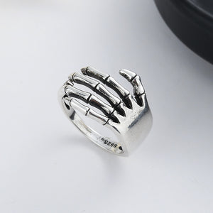 Dark Black Palm Ring Cool Hip Hop Street Ins Style Retro Old Style Fashion Skull Five Claw Ring