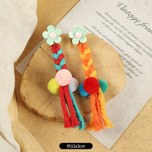 Load image into Gallery viewer, Ethnic Style Plush Ball Earrings Vintage Bohemian Long Personalized Colorful Plush Ball Earrings Holiday Tassel Earrings