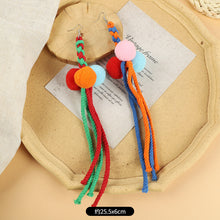 Load image into Gallery viewer, Ethnic Style Plush Ball Earrings Vintage Bohemian Long Personalized Colorful Plush Ball Earrings Holiday Tassel Earrings