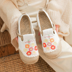 Lovely Embroidered Breathable Cloth Shoes Shallow Mouth One Pedal Lazy Knitting Shoes Flat Heel Daily Comfort Women's Shoes
