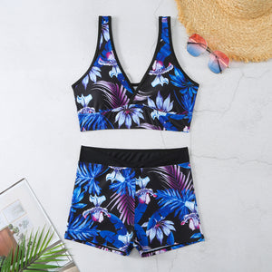 New Swimsuit Printing V-shaped Ladies Split Bikini