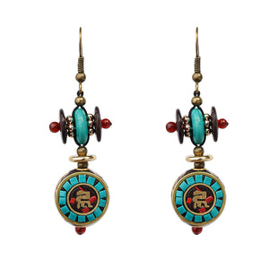 Vintage Niche Design, Nepali Exotic Tibetan Style Earrings, Feminine Simplicity, Ethnic Style Personality Handmade Earrings