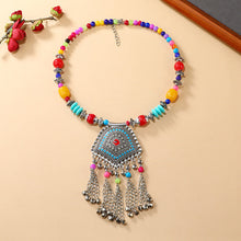 Load image into Gallery viewer, Retro Ethnic Tibetan Necklace Bell Tassel Colored Beaded Collar Sweater Chain Accessories