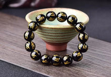 Load image into Gallery viewer, Six-character mantra Stone Bracelet Retro Fashion Men and Women Couples&#39; Safe Ancient Gold Plated Bracelet