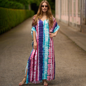 New Rayon Beach Robe Loose Plus Size Long Skirt Seaside Holiday Sunscreen Bikini Smock Outside