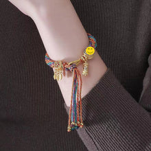 Load image into Gallery viewer, Tibetan Thangka Hand Rope Hand Rubbing Cotton Rope Woven Bracelet Five-way God of Wealth Eye Zakiram Green Tara Wenzhu Thangka