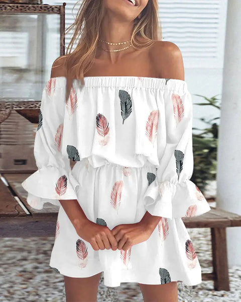 Sexy and Fashionable One Shoulder Printed Dress