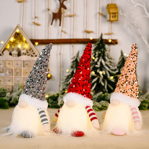 New Valentine's Day Decoration Christmas Sequins with Lights Rudolph Doll Christmas Glow Faceless Doll Ornaments