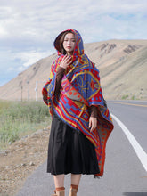 Load image into Gallery viewer, Autumn and Winter Ethnic Bohemian Warm Big Shawl Hooded Cape Scarf