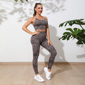 Python Pattern Sports Suit Women's Double Shoulder Straps Beautiful Back Yoga Clothes Sports Wind Yoga Suit