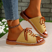 Load image into Gallery viewer, Large Size Beef Tendon Sole Cross Strap One-word Strap Cool Slippers Summer Beach Women&#39;s Shoes Sandal