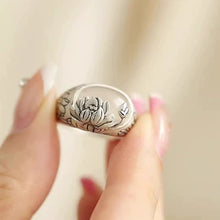 Load image into Gallery viewer, Agate Lotus S925 Silver Ring Women&#39;s 2024 New Niche Design Retro Style Index Finger Ring Mother&#39;s Day Gift