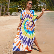 Load image into Gallery viewer, Hot Cotton Watermark Printed Beach Cover Up Robe Style Beach Vacation Sun Protection Bikini Cover Up