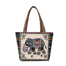 Load image into Gallery viewer, Tote Bag Women&#39;s Bag Going Out Canvas Bag Double-sided Casual Embroidery Large-capacity Handbag Ethnic Style Small Square Bag