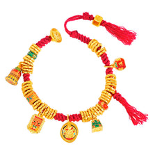 Load image into Gallery viewer, Sand Gold Tibetan Zakiram Bracelet, New Tibetan Style, Red Entangled Hand Rope