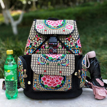 Load image into Gallery viewer, New Embroidery Bag Ethnic Style Bag Women&#39;s Large Capacity Canvas Backpack Travel Bag Fabric Art