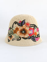 Load image into Gallery viewer, Ethnic embroidered flowers in summer breathable hollow sunscreen fisherman hat female sunshade Joker bucket hat Sun basin hat