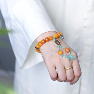 Tibetan Jewelry Yak Bone Bucket Bead Bracelet Wenwan Zakiram Bone Tag Bracelet Ethnic Style Jewelry