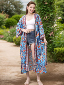 New Blouse Summer Cotton Printing Thin Blouse Bikini Summer Sunscreen Blouse Boho Kimono