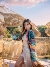 Load image into Gallery viewer, Ethnic Style Knitted Sweater Jacket Top Women&#39;s Autumn Fringed Warm Thickened Loose Medium and Long Cardigan