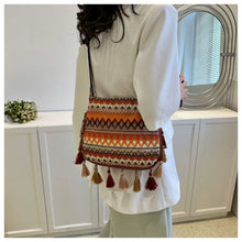 Load image into Gallery viewer, Small Fresh Ethnic Style Crossbody Bag for Women&#39;s New Fashion Versatile Wide Shoulder Strap Single Shoulder Bag Tassel Bucket Bag