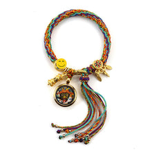 Load image into Gallery viewer, Tibetan Thangka Hand Rope Hand Rubbing Cotton Rope Woven Bracelet Five-way God of Wealth Eye Zakiram Green Tara Wenzhu Thangka