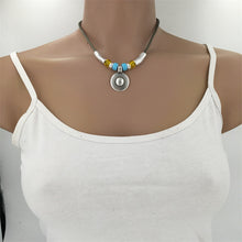 Load image into Gallery viewer, New Turquoise Round Necklace Alloy Round Brand CCB Beaded Wax Rope Chain Punk Necklace