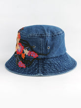 Load image into Gallery viewer, Fashion National Style Embroidered Denim Fisherman Hat Outdoor Sun Protection Travel Street Basin Hat.