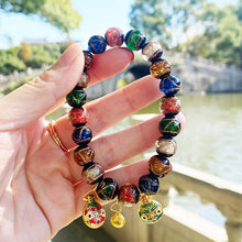 Load image into Gallery viewer, Multi-treasure Fragrant Ash Glass Beads Bracelet Five-color Orb Swallowing Gold Beast Couple Prayer Beads Bracelet.