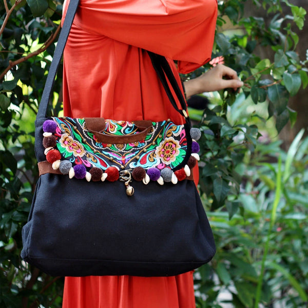 Original Ethnic Style Embroidery Bag Retro Tibetan Styl College Literary Canvas Bag Shoulder Bag Messenger Bag