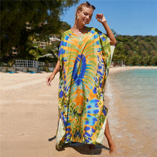 Load image into Gallery viewer, Hot Cotton Watermark Printed Beach Cover Up Robe Style Beach Vacation Sun Protection Bikini Cover Up