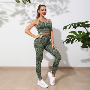 Python Pattern Sports Suit Women's Double Shoulder Straps Beautiful Back Yoga Clothes Sports Wind Yoga Suit
