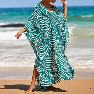 Summer Cotton Printed Beach Blouse Vacation Casual Bikini Sunscreen Beach Skirt