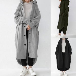 New Autumn and Winter Women's Windbreaker Jacket, Women's Hooded Mid Length Jacket