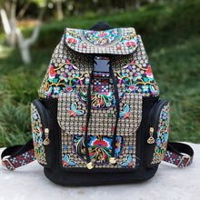 Load image into Gallery viewer, New Embroidery Bag Ethnic Style Bag Women&#39;s Large Capacity Canvas Backpack Travel Bag Fabric Art