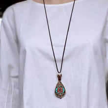 Load image into Gallery viewer, Popular Retro Ethnic Style Sweater Chain Women&#39;s Nepalese Pendant Style Long Versatile Simple Literary Accessories