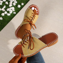 Load image into Gallery viewer, Large Size Beef Tendon Sole Cross Strap One-word Strap Cool Slippers Summer Beach Women&#39;s Shoes Sandal