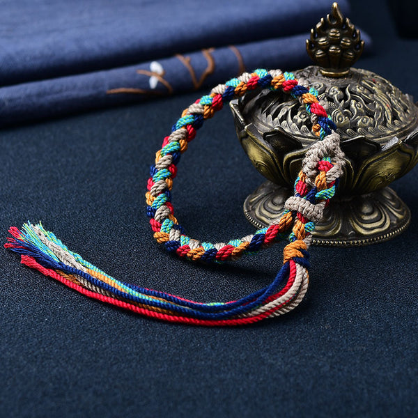 Tibetan Handwoven Colorful Handrope Bracelet Rope Wealth God Bracelet