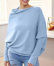 Load image into Gallery viewer, Fall/Winter New Solid Color Round Neck Long Sleeve Comfortable Temperament Knit Pleated Pullover Sweater