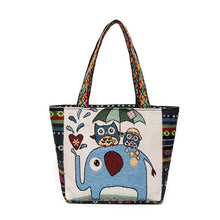 Load image into Gallery viewer, Tote Bag Women&#39;s Bag Going Out Canvas Bag Double-sided Casual Embroidery Large-capacity Handbag Ethnic Style Small Square Bag