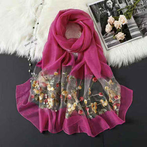 Ethnic Style Embroidered Plum Blossom Belt Spring Style Lightweight Scarf