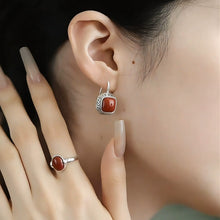 Load image into Gallery viewer, 925 Silver Retro New Tibetan Square Earrings Hollow Women&#39;s Curly Grass Pattern Women&#39;s Old Earrings