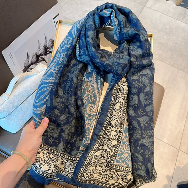 Paisley Red Cashew Bohemian Cotton and Linen Scarf Female Mori Versatile Sun Protection Warm Shawl Summer