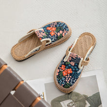 Load image into Gallery viewer, Spring and Summer New Cotton and Linen Slippers Women&#39;s Ethnic Style Hand-sewn Craft Bag Head Flat-bottomed Slippers
