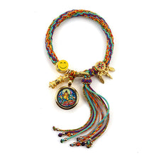 Load image into Gallery viewer, Tibetan Thangka Hand Rope Hand Rubbing Cotton Rope Woven Bracelet Five-way God of Wealth Eye Zakiram Green Tara Wenzhu Thangka